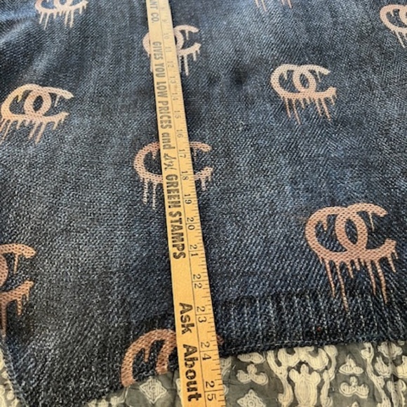 Free For Humanity Navy & Cream Metallic Drip Logo Pullover Sweater OS Oversized - Picture 9 of 10